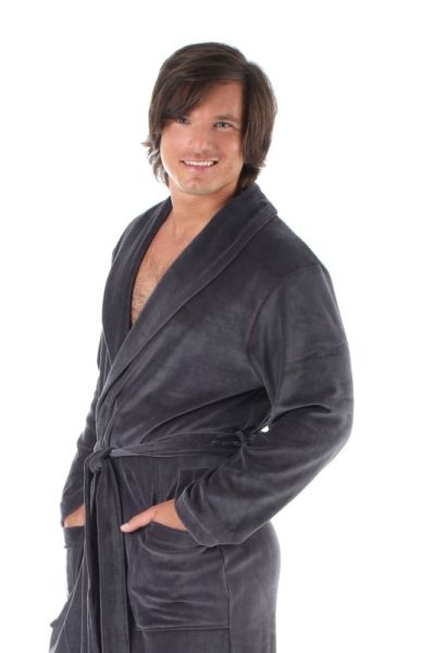 RIO pánský tenký župan se šálovým límcem, Antracit, vel. M, galerie